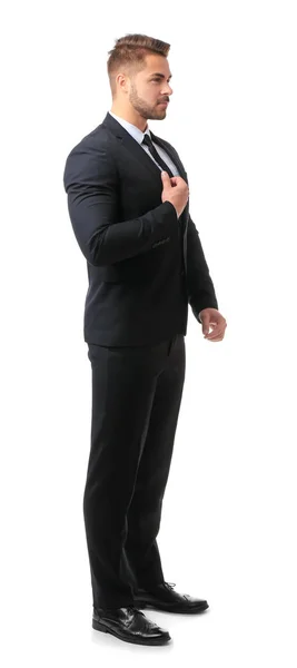 Przystojny mężczyzna w formalne komplet na białym tle — Zdjęcie stockowe