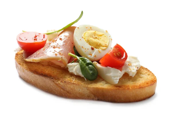 Tasty fresh bruschetta on white background — Stock Photo, Image