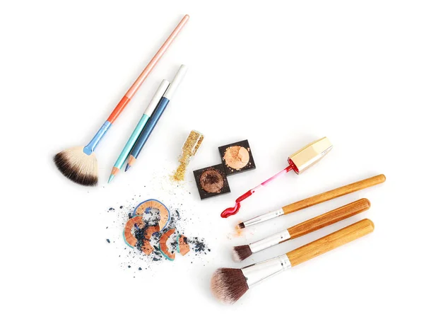 Makeup Items White Background Professional Visage Artist Set — Stock Photo, Image