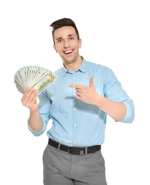 Man Money White Background — Stock Photo, Image
