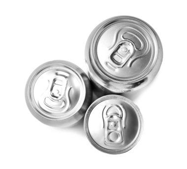 Aluminum cans on white background clipart