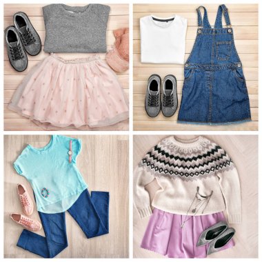 Kadın gardırop için farklı mevsim kolaj