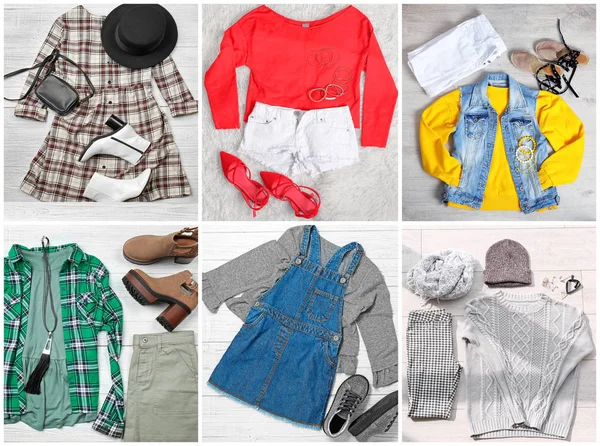 Kadın gardırop için farklı mevsim kolaj