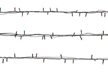 Beyaz arkaplanda Noel ışıkları