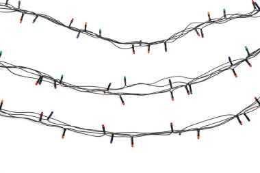 Beyaz arkaplanda Noel ışıkları