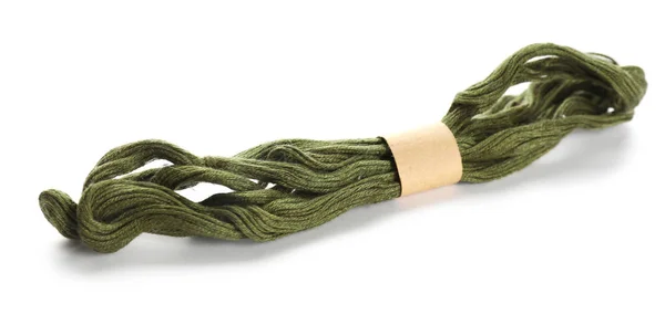 Green Embroidery Thread White Background — Stock Photo, Image