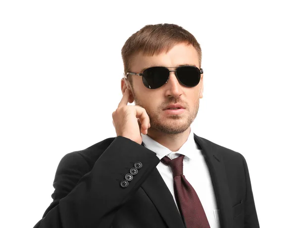 Handsome Security Guard White Background — Stock Photo, Image