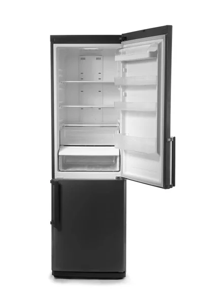 Открыть Пустой Холодильник Белом Фоне — стоковое фото