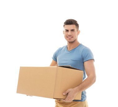 Adam kutusu beyaz arka plan üzerinde hareket ile