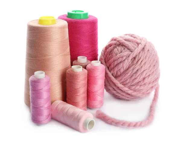 Pink Threads Different Shades White Background — Stock Photo, Image