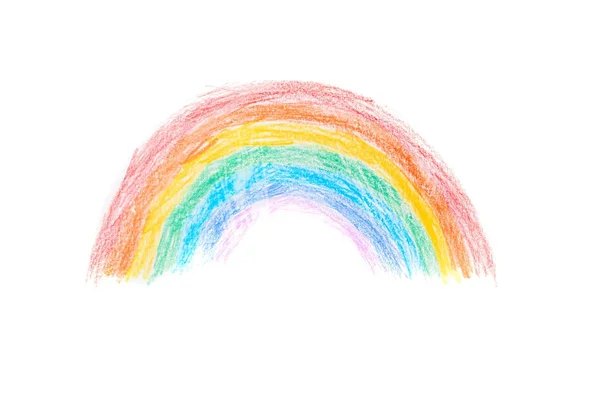 Potlood Tekening Van Regenboog Witte Achtergrond — Stockfoto