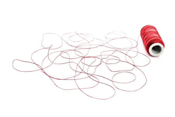 Spool Red Thread White Background — Stock Photo, Image