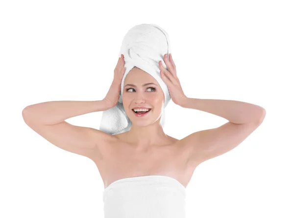 Attractive young woman in towel — Stock Photo, Image