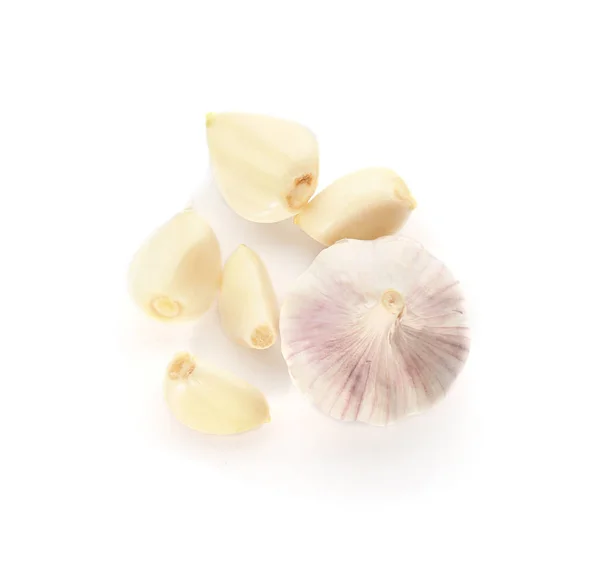 Frischer Knoblauch Auf Weißem Hintergrund — Stockfoto