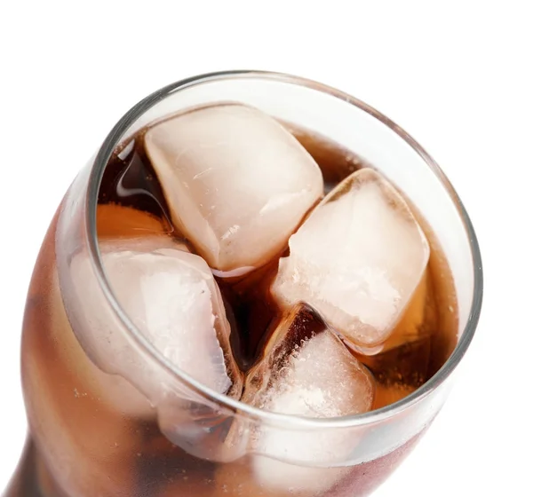 Kalte Cola Glas Auf Weißem Hintergrund Nahaufnahme — Stockfoto