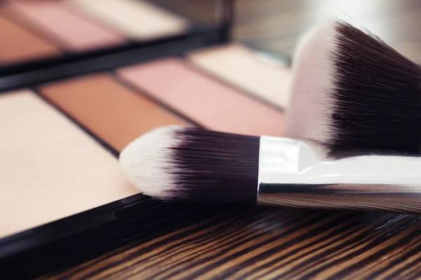 Cosmetic Brushes Professional Makeup Artist Closeup — Stock Photo, Image