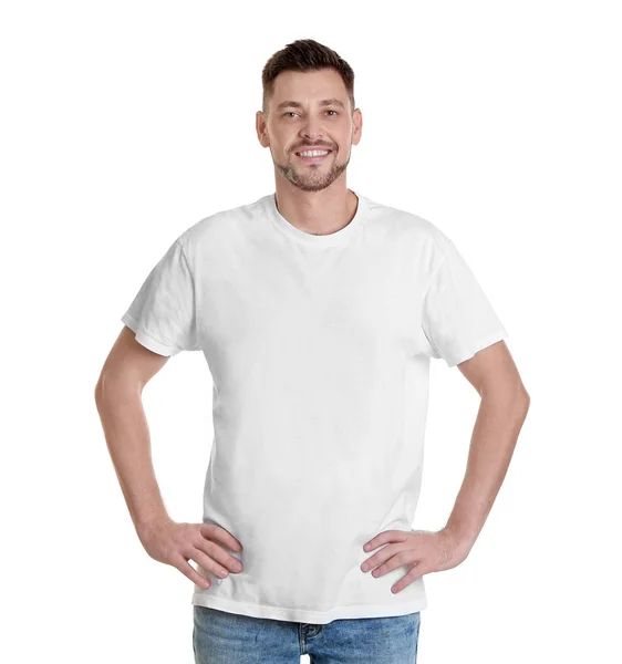 Ung mann i t-skjorte – stockfoto