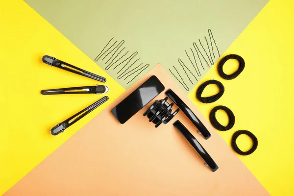 Professional Hairdresser Set Color Background — Stock Photo, Image