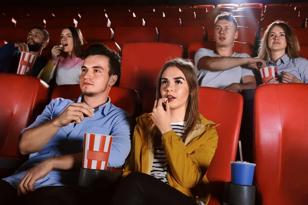 Young People Watching Movie Cinema — Stock Photo, Image