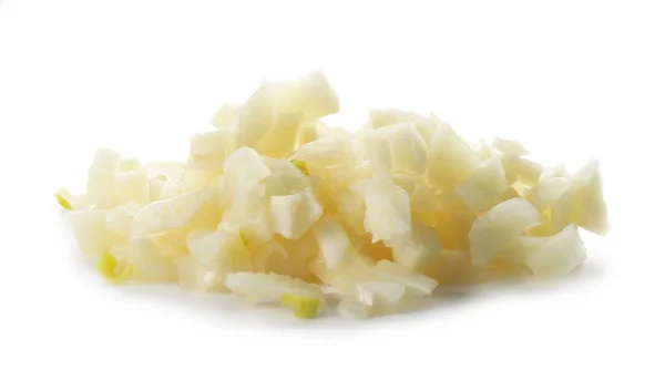 Fresh Chopped Garlic White Background — Stock Photo, Image
