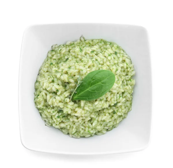 Plato con sabroso risotto de espinacas — Foto de Stock