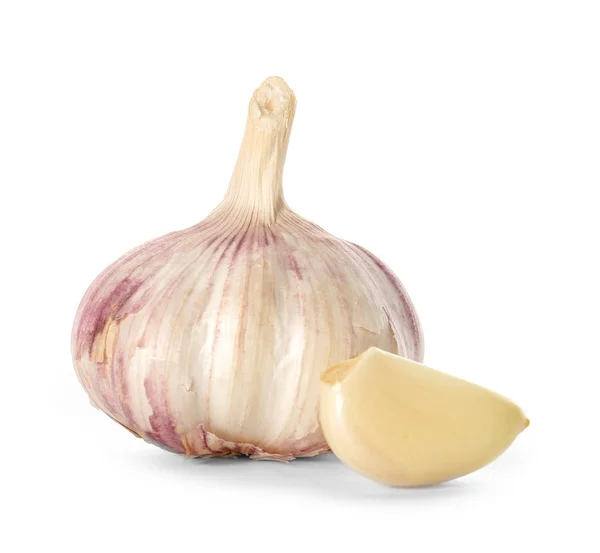 Fresh garlic on white — Stock Photo, Image