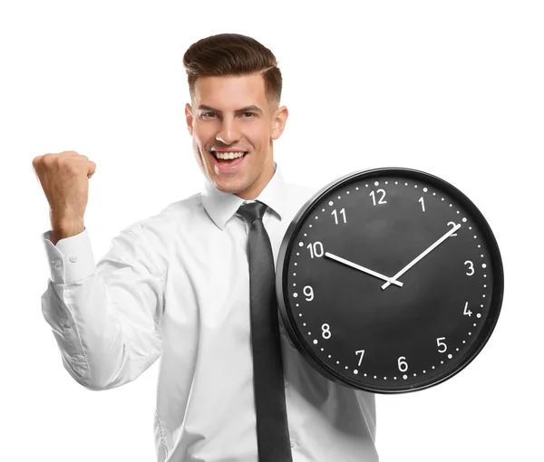 Handsome manager with clock — Stock Photo, Image