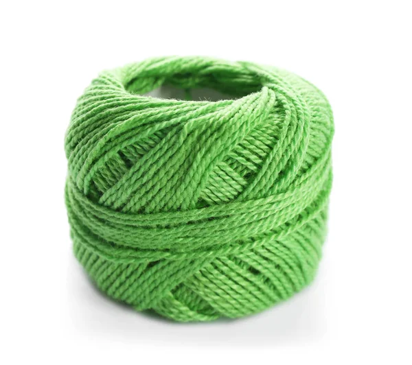 Green Yarn Ball White Background — Stock Photo, Image