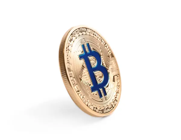 Bitcoin Dorado Sobre Fondo Blanco — Foto de Stock