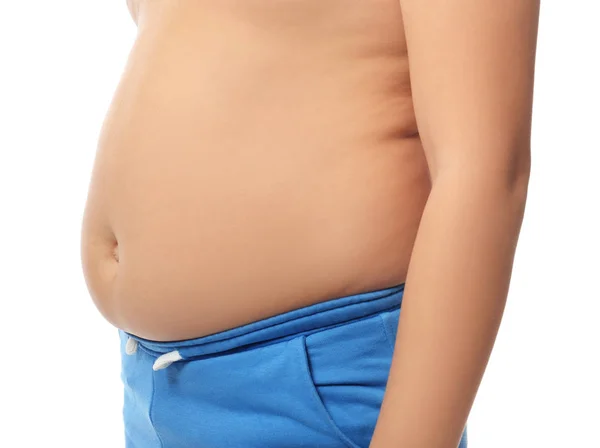 Overweight Boy White Background Closeup — Stock Photo, Image
