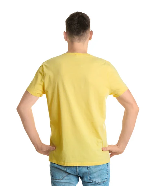 Young man in color t-shirt — Stock Photo, Image