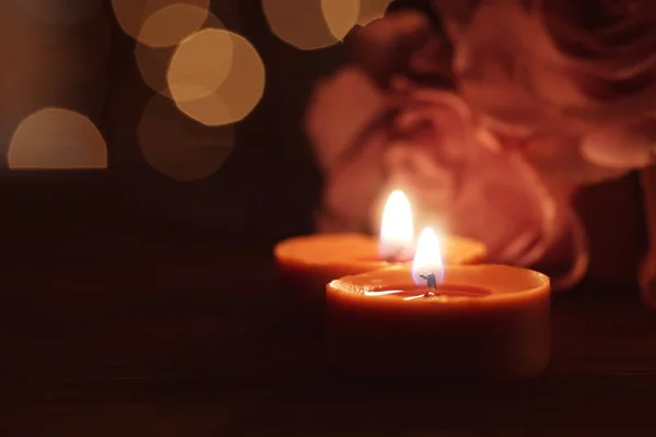 Beautiful burning candles — Stock Photo, Image