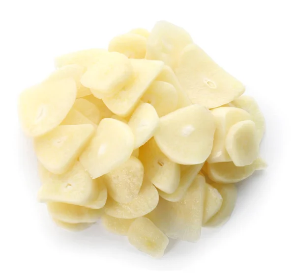 Chopped garlic on white — Stock Photo, Image