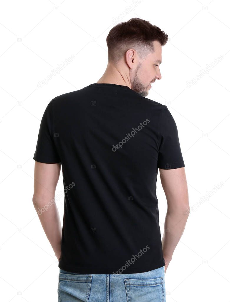 Young man in color t-shirt  