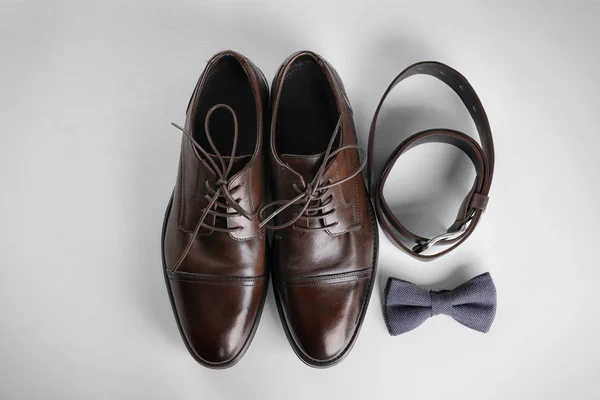 Composition with elegant leather shoes — Stock Photo, Image