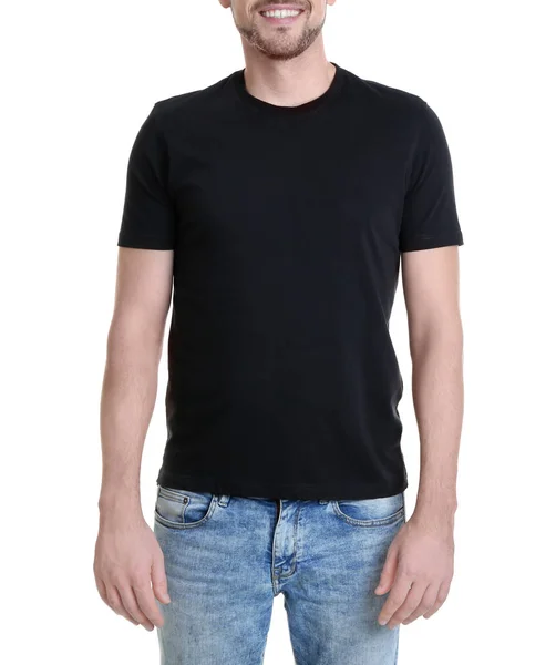 Ung man i färg t-shirt — Stockfoto