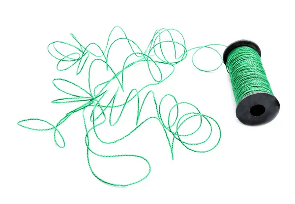 Spool Green Thread White Background — Stock Photo, Image