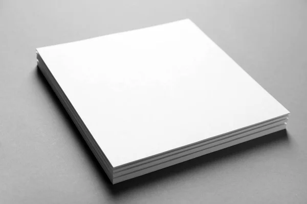 Blank Sheets Paper Grey Background Mock Design — Stock Photo, Image