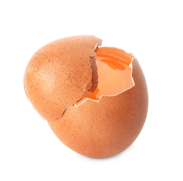 Beyaz Arka Planda Sarısı Ile Çiğ Tavuk Yumurta — Stok fotoğraf
