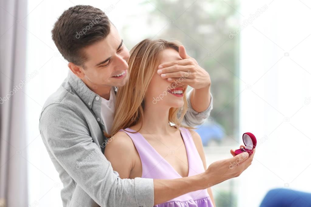 Man making proposal to woman 