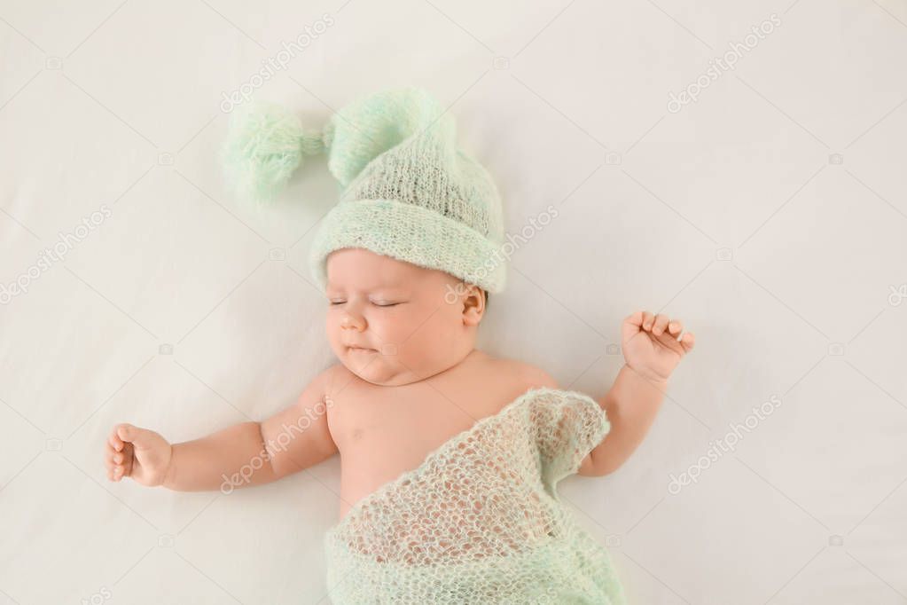 Cute Newborn Baby White Background — Stock Photo © belchonock #180437878