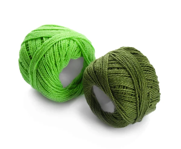 Green Threads Different Shades White Background — Stock Photo, Image