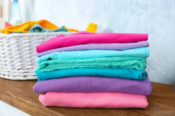 Stack Laundry Table Indoors — Stock Photo, Image