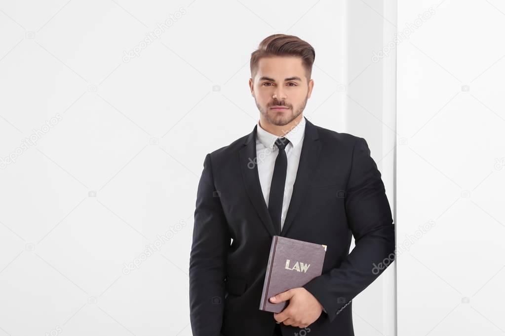 Handsome young lawyer in office