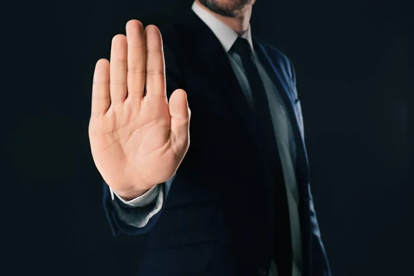 Zakenman Weigeren Nemen Van Smeergeld Zwarte Achtergrond — Stockfoto