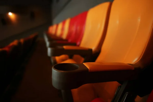 Empty Cinema Comfortable Chairs Closeup — Stock Photo, Image