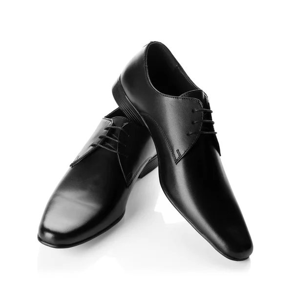 Sapatos Masculinos Couro Elegantes Fundo Branco — Fotografia de Stock