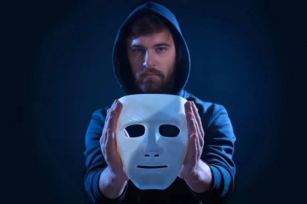 Hacker Con Máscara Oscuridad — Foto de Stock