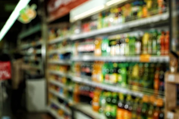 Verscheidenheid Van Verschillende Producten Supermarkt Wazig Zicht — Stockfoto