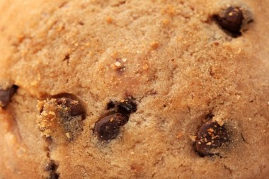 Arka plan olarak çikolata parçaları ile lezzetli yulaf ezmesi kurabiye